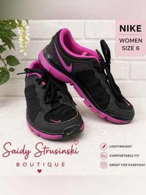 Nike flex trainer 2 - women Black Sneakers with Magenta Highlights/size 6